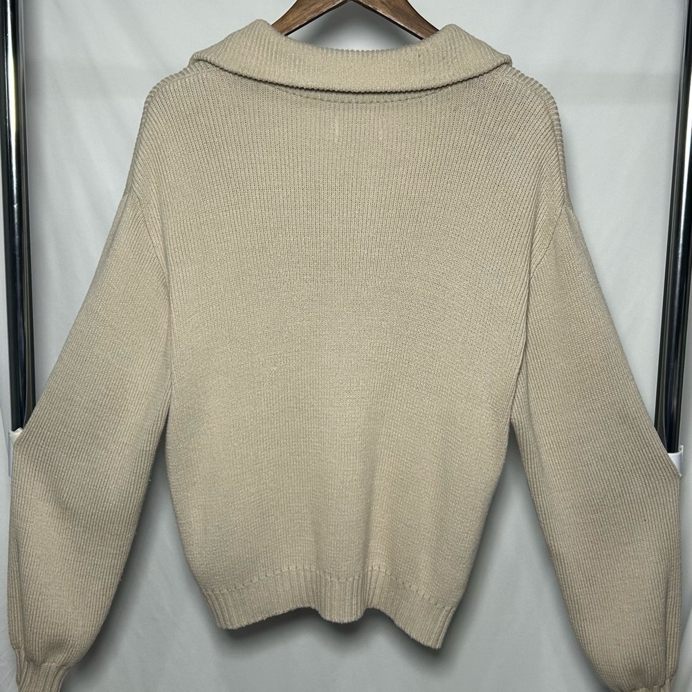 Hollister Beige Half-Zip Sweater, Pullover Sz XS - Picture 3 of 7